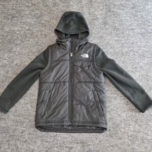 The North Face Gordon Lyons Varsity Vest Jacket Boys Small 7/8 Black Hooded